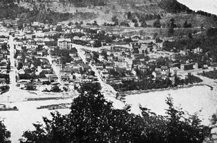 Aerial view of East Liverpool, Ohio, 1875