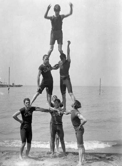 Human pyramid on Euclid Beach