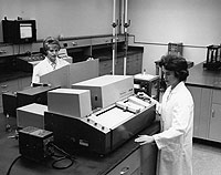 Fenn Co-eds in a lab