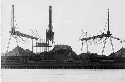 Dock 1 - Looking west with Brown Ore Storage Bridges