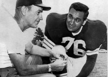 Lou Groza and Coach Paul Brown at Cleveland Browns Training Camp 1958