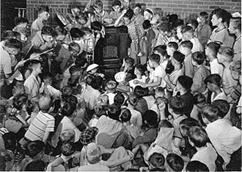 Children listening to the radio