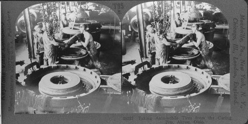 Taking Automobile Tires from the Curing Pits, Akron, Ohio