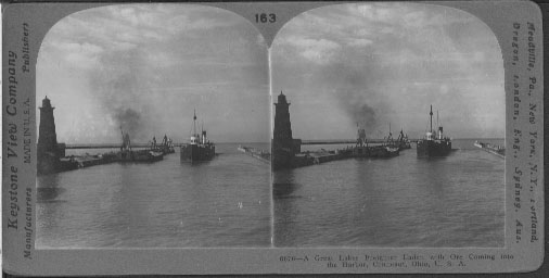 TA Great Lakes Freighter Coming Into Harbor, Conneaut, Ohio, U.S.A.