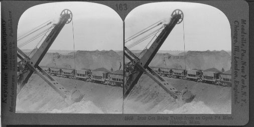 Iron Ore Being Taken from an Open Pit Mine, Hibbing, Minn.